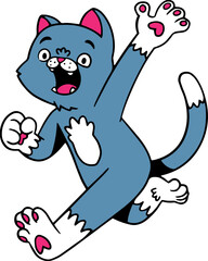 Cute Cat Cartoon Character, Cat Mascot Retro Style Illustration