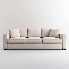 Fototapeta premium Modern Minimalist Couch in Soft Beige Upholstery for Living Room