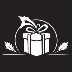 black and white gift box logo type silhouette design