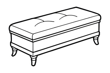 Minimalist line drawing of a ottoman, rectangular shape line art design.eps