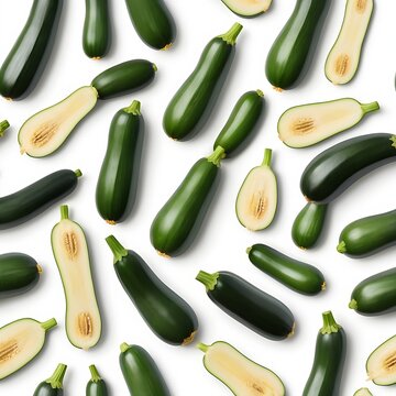set of zucchini isolated on white