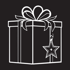 black and white gift box logo type silhouette design