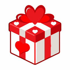 gift box with red ribbon, love, heart Happy Valentine's Day line art icon sign silhouette vector illustration with fun brush ink typography for photo overlays t-shirt print flyer poster design