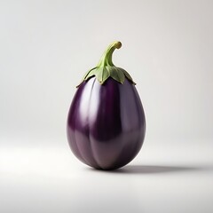 A fresh purple eggplant displayed against a dark backdrop