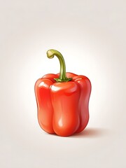 A cartoon illustration of an red bell pepper on a clean white background, showcasing its vibrant color and shape.
