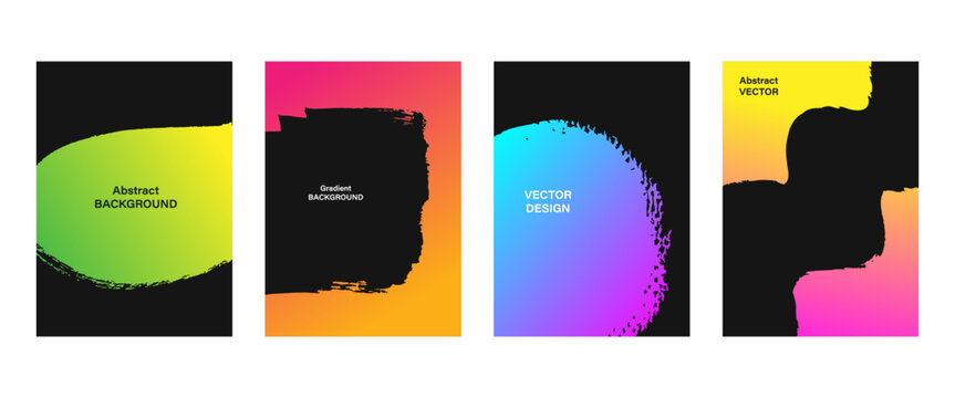 Grunge abstract brushstrokes gradient frames set - Powered by Adobe