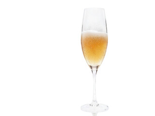 Fizzy Apple Cider in a Champagne Flute A champagne flute filled with sparkling apple cider. The bubbles rise to the