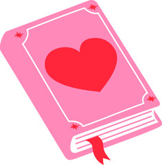 pink book with heart on the cover illustration