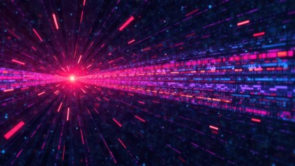 Obraz premium glitch effect background, digital lines, chromatic aberration, colorful stripes, pixelated texture, cyberpunk, futuristic, dark background, high contrast, vibrant