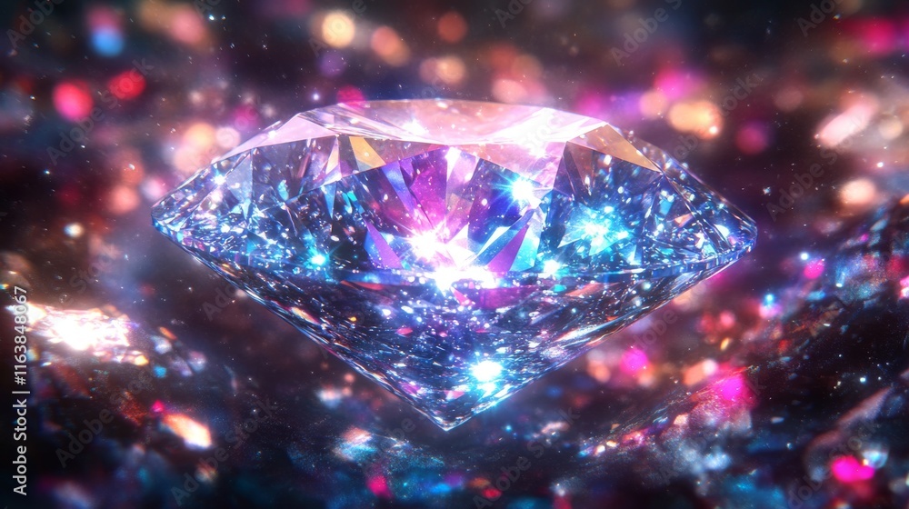 Poster crystal rainbow light flare overlay vector effect. diamond prism sparkle with optical iridescent ref