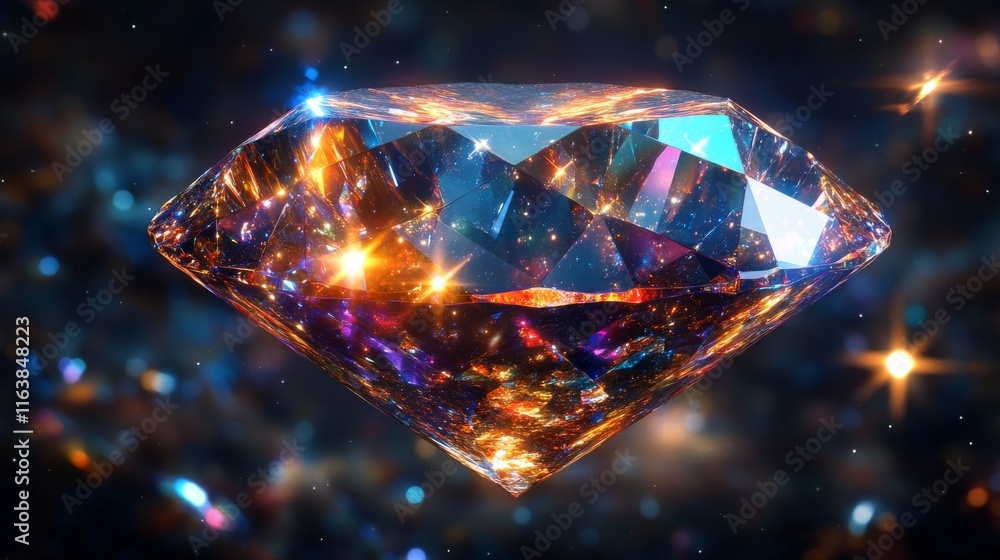 Poster crystal rainbow light flare overlay vector effect. diamond prism sparkle with optical iridescent ref
