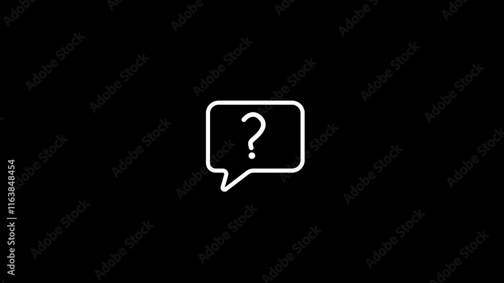 Poster animated doubt linear icon. asking questions. request information. confused person. seamless loop hd