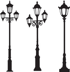 black and white street lamp logo type silhouette design