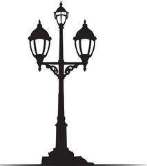 black and white street lamp logo type silhouette design