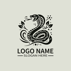Chinese Snake Zodiac Logo Design, Mythical Serpent Logo, Eastern Dragon Logo, Yin and Yang Snake Logo, Wisdom and Transformation Logo 