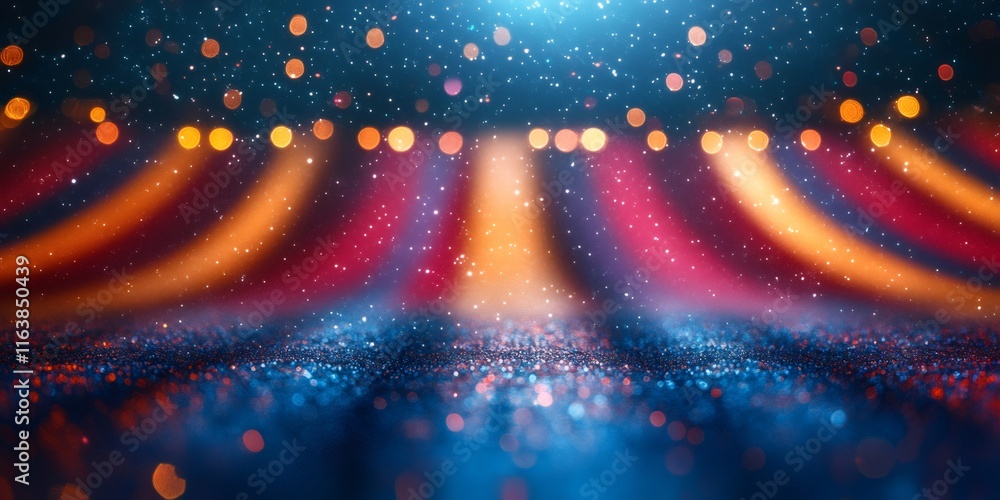 Poster glitter and colorful lights creating a festive bokeh background for party or celebration
