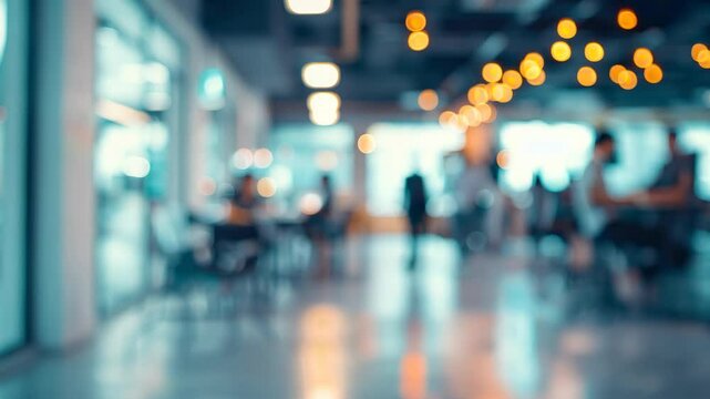 Blurred Coworking Space: People Working and Networking in a Modern Office Environment