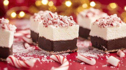 Delicious Peppermint Chocolate Dessert on a Festive Background