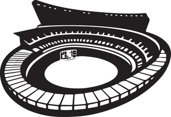 black and white Stadium logo type silhouette design