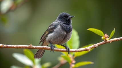 Obraz premium Sooty-Headed Bulbul on Branch - AI Photo - Beautiful Bird, Nature Photography, Sharp Colors, High Quality