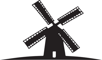 black and white windmill logo type silhouette design