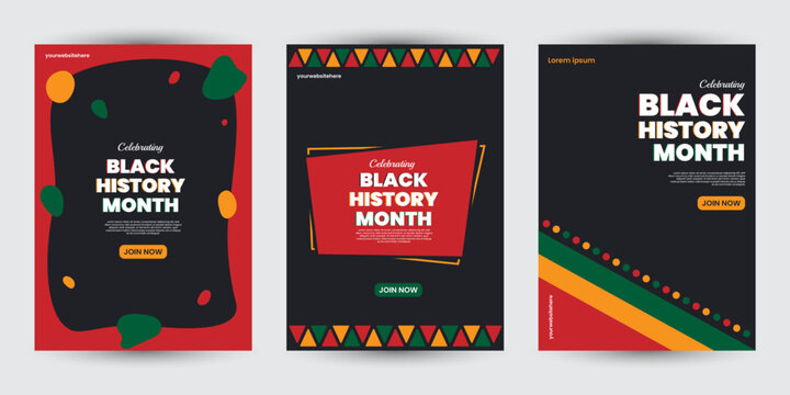 Collection of Black history month design for social media posts, greeting card, cover, sale promotion templates. Celebrating black history month