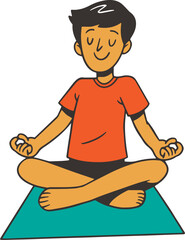 Young Man doing Yoga  Cozy Activity at Home Vector Cartoon Illustration