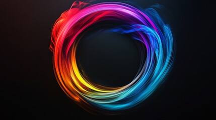 Colorful Swirl of Light Creates a Mesmerizing Circular Pattern Against a Dark Background During an Artistic Display