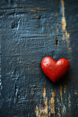 Fototapeta premium A clean slate gray background with a small red heart in the bottom right corner,