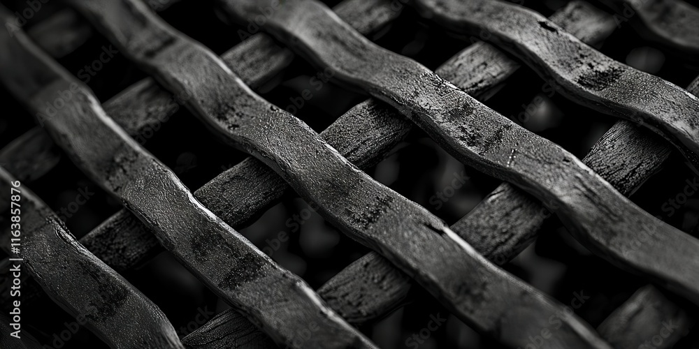 Poster black metal grate with a pattern of lines