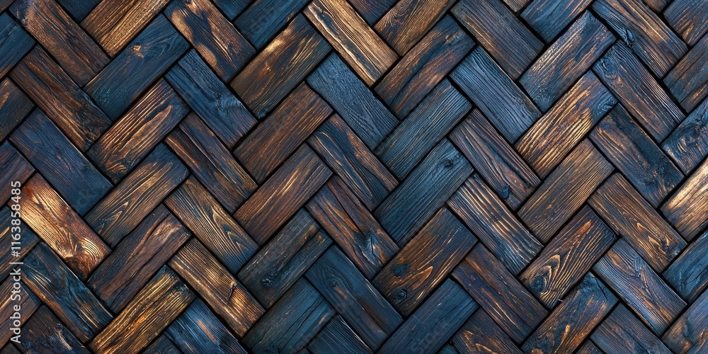 Poster wooden floor with a checkered pattern