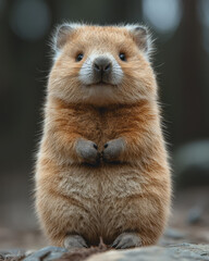 Fototapeta premium A wombat sitting upright with a curious gaze,