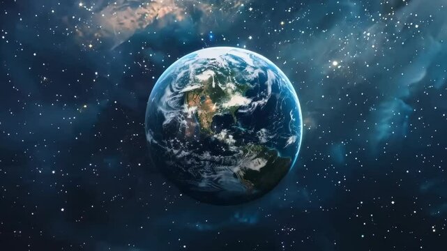 Earth's majestic rotation in space: a view of our planet in the vast universe