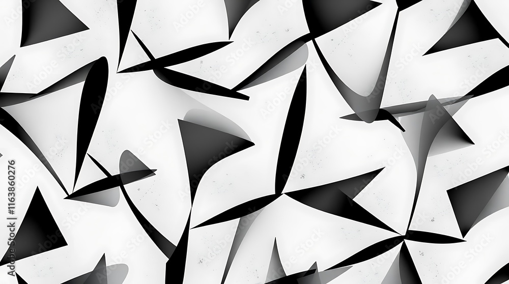 Poster abstract monochrome triangles: dynamic interplay of black and white triangles creates a visually str