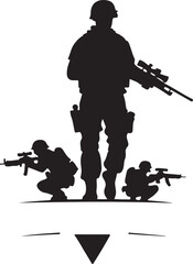 black and white army commando logo type silhouette design