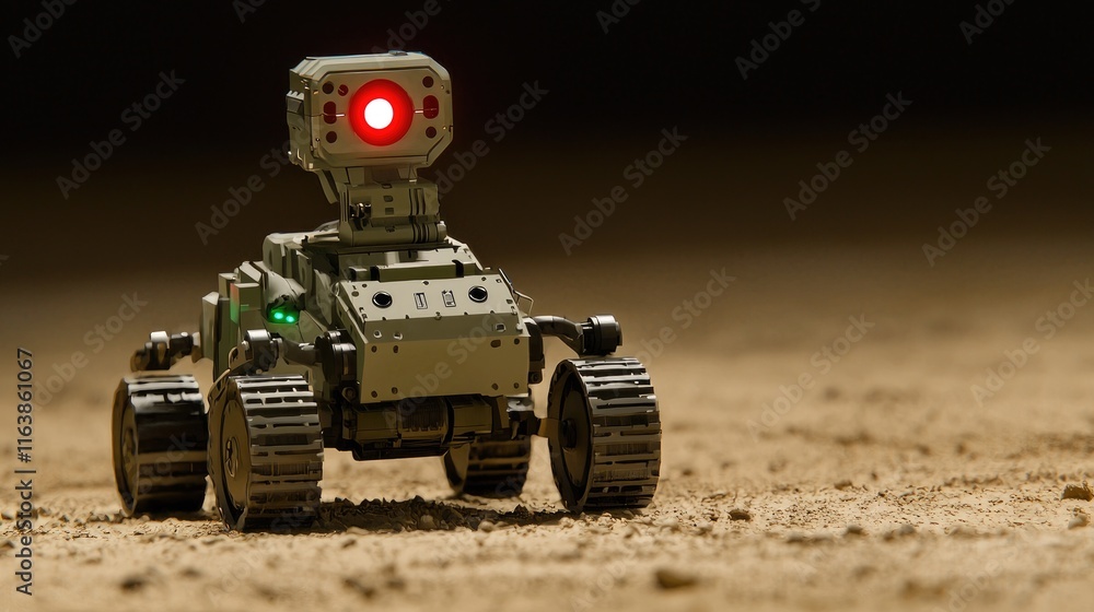 Poster exploring robotic innovation tech laboratory image indoor setting close-up view futuristic concept