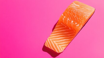 Fresh Salmon Fillet on Vibrant Pink Background for Culinary Designs