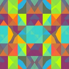 Fototapeta premium Geometric Abstract Pattern: Vibrant and bold geometric shapes interlock to create a visually captivating abstract pattern. The image features a kaleidoscope of colors, including shades of green, blue.