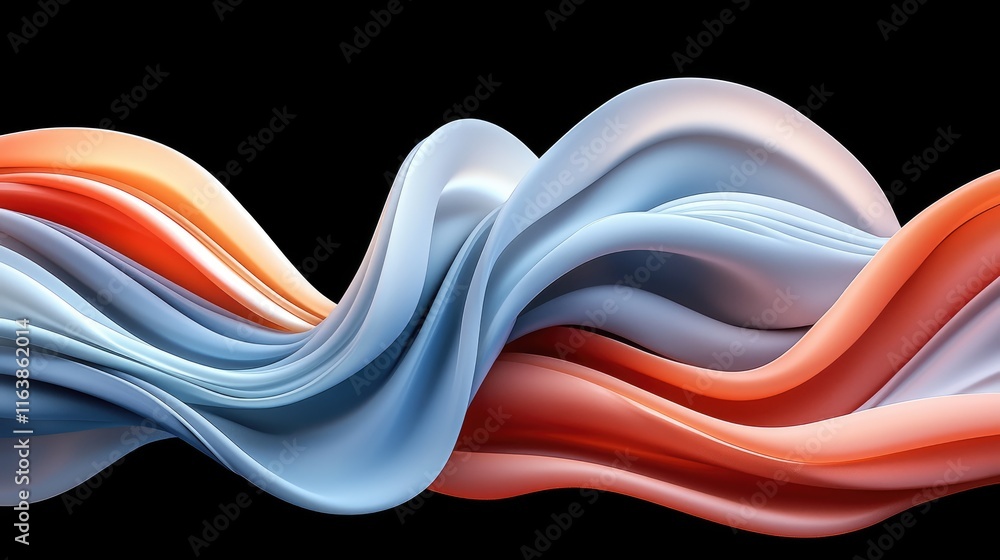 Poster dynamic flowing waves abstract design digital art vibrant colors studio setting creativity and fluid