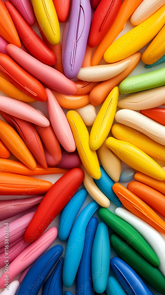 Aufkleber colorful capsules, a vibrant array of hues and shapes, layered together in an appealing pattern.