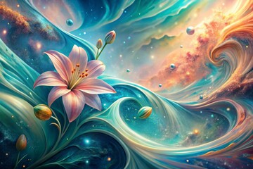 Fototapeta premium Retro pastel space scene with sapphire aquamarine and peach colors for creative projects