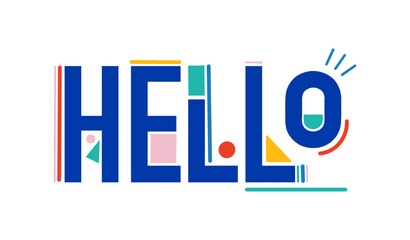 vector illustration, design of the text Hello, with a blue color. Vector illustration