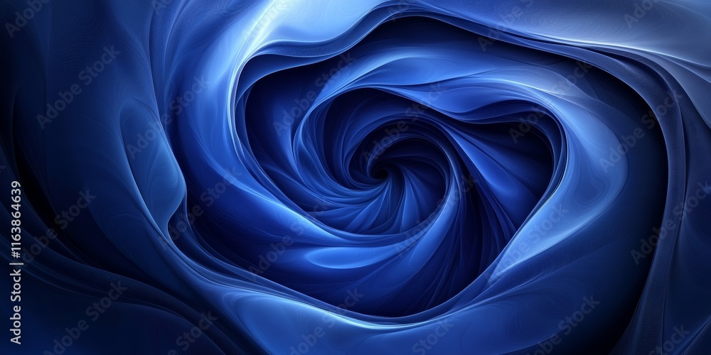 Poster deep blue spiral abstract art captures the fluidity and elegance of twisting fabric forms in a mesme