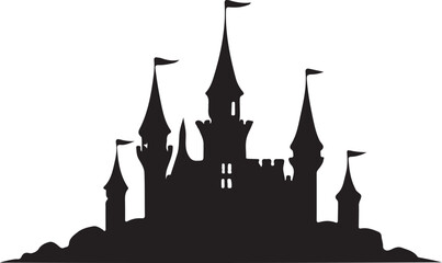 Obraz premium black and white castle logo type silhouette design
