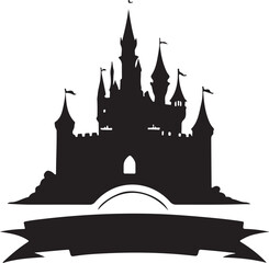 black and white castle logo type silhouette design