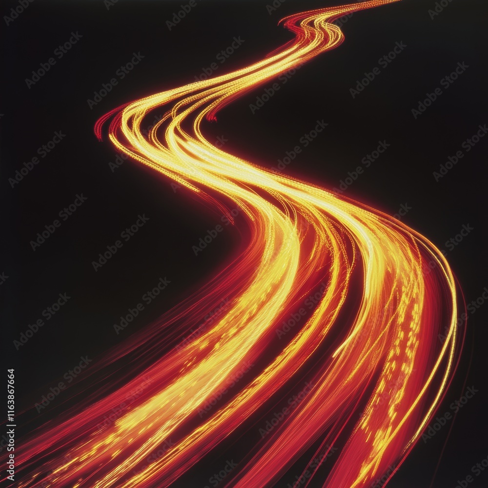 Poster vibrant light trails create dynamic patterns on a dark background during a nighttime drive through t