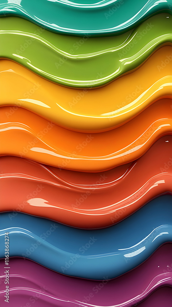 Poster vibrant color waves, a spectrum of hues flowing dynamically and beautifully, creating a stunning vis