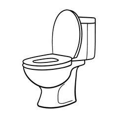 洋式トイレの便座の線画イラスト　透過背景の切り抜き