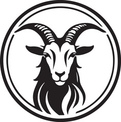 black and white goat logo type silhouette design
