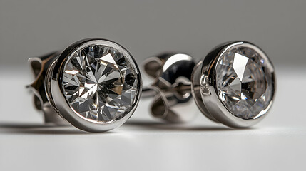 Brilliant Diamond Earrings, Exquisitely Crafted, Sparkling Jewelry Dazzles with Brilliance and Elegance on a Polished Surface.